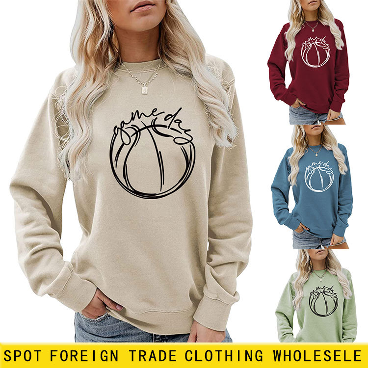 Amazon eBay transfronterizo Comercio exterior casual Camisa de manga larga juego día Moda mujer simple cuello redondo suéter en stock