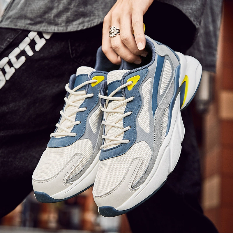 Трансграничная Мужская обувь больших размеров 46, осенняя новая сетчатая дышащая Спортивная повседневная обувь для бега, толстая подошва, обувь для папы, прилив, 45 ярдов