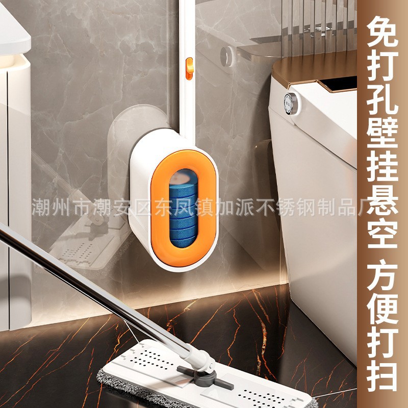 Household Disposable Wall-Mounted Toilet Brush with Replacement Heads, Bathroom Cleaning Brush Set, Factory Direct Sale