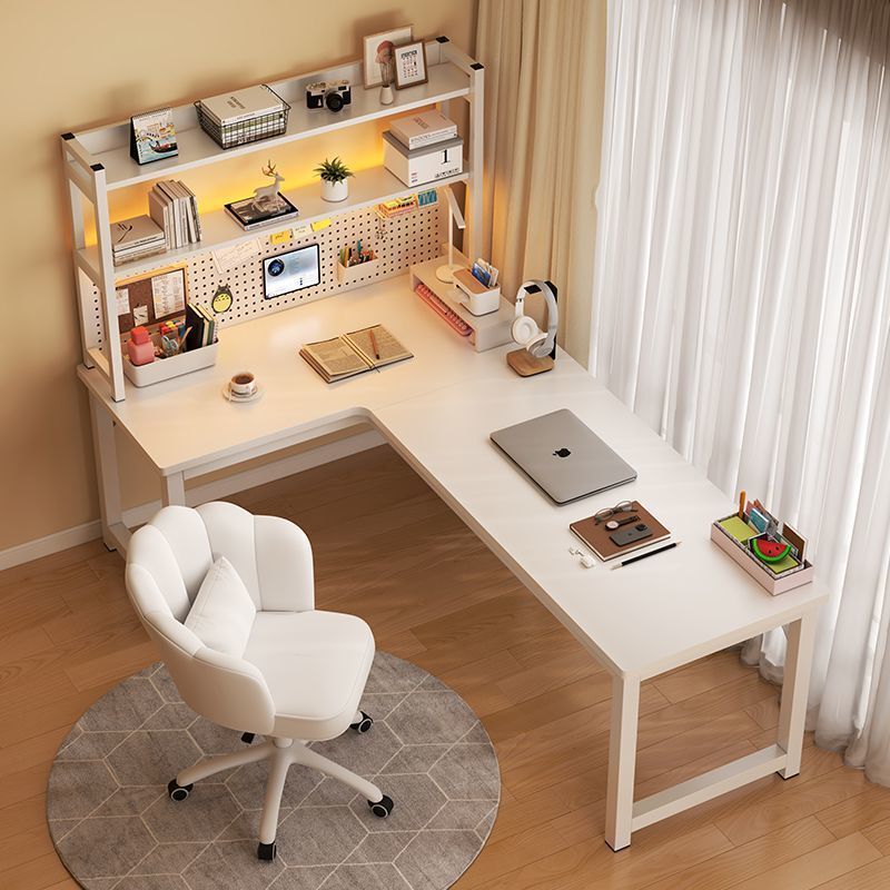 Special Desk for Primary School Students with Bookshelf, Children's Writing Desk, Small Household L-Shaped Corner Table, DIY Pegboard Table