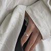 Line fashionable ring hip-hop style, simple and elegant design, silver 925 sample, on index finger