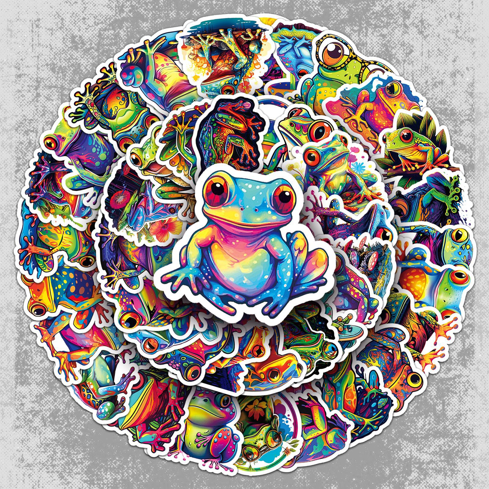 50张炫彩青蛙个性跨境创意动物装饰水杯手机壳平板电脑涂鸦贴纸