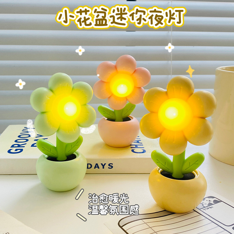 Cross-border cute DIY small table lamp creative desk mini floral ornament night light gift for students and children