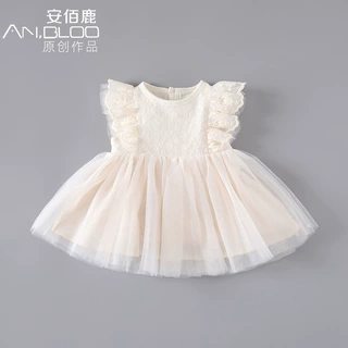 夏季新款蕾丝网纱公主裙儿童纯棉连衣裙百天周岁礼服女宝生日裙子