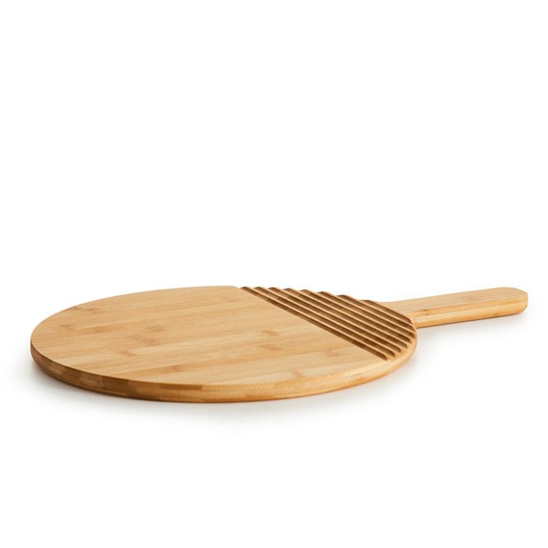 Tablero de cortar de bambú tablero de pizza doméstica con mango tablero de corte de bambú creativo tablero de suplemento de alimentos de frutas queso plato de queso tabla de cortar de Bambú