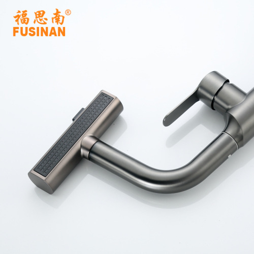 New product 304 stainless steel water-plated gun gray rain shower face basin pull-out faucet bathroom cabinet washbasin hot and cold faucet