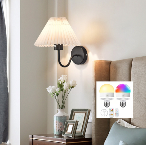 Luz de pared sin cableado transfronteriza americana dormitorio cabecera de cama luz de atmósfera decoración de sala de estar cubierta de lienzo recargable lámpara de pared atenuable