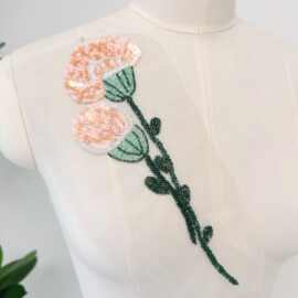 A193粉色小花朵刺绣布贴 礼服演出服婚纱印度手工diy花边手缝