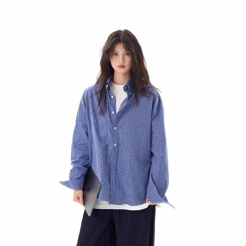Vintage Plaid Long-sleeved Shirt Men's and Women's Spring and Autumn Couple's Casual Shirt High-end Sense Niche Loose Jacket Trendy Men's Vintage Plaid Long-sleeved Shirt Men's and Women's Spring and Autumn Couple's Casual Shirt High-end Sense Niche Loose Jacket Trendy Men's