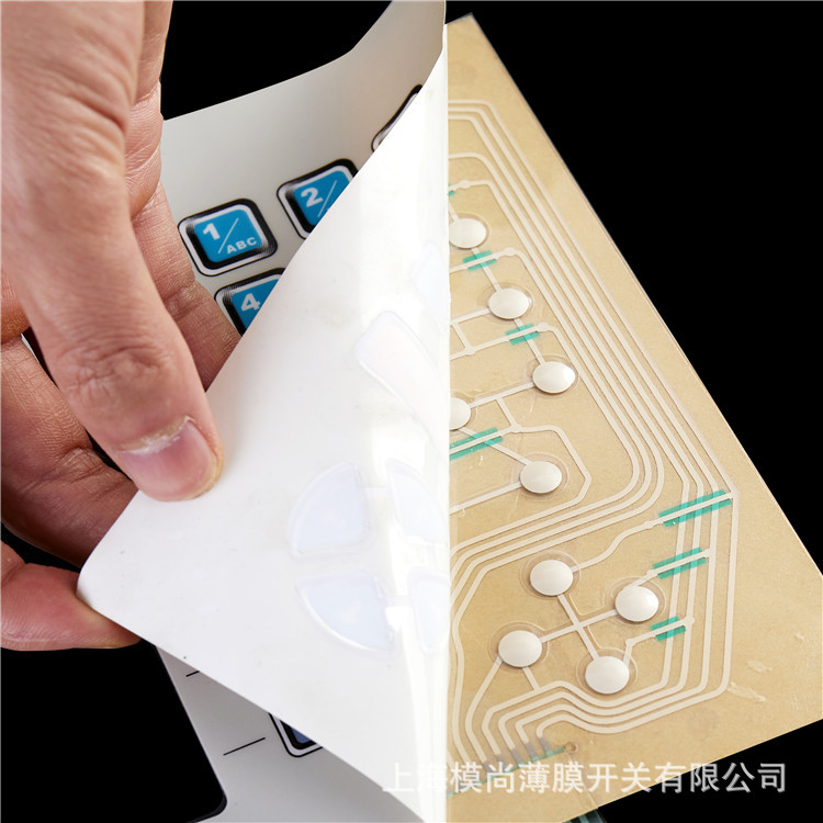 制定印刷柔性线路薄膜开关带LED灯发光板PVC触膜按键导光片开关