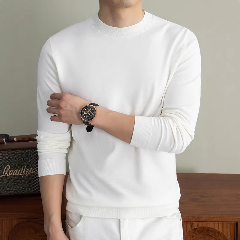 Long-Sleeved Knitwear, Spring and Autumn Thin Round-Neck Tops, Middle-Aged Men's Cashmere Sweater, Cardigan Knit Jacket