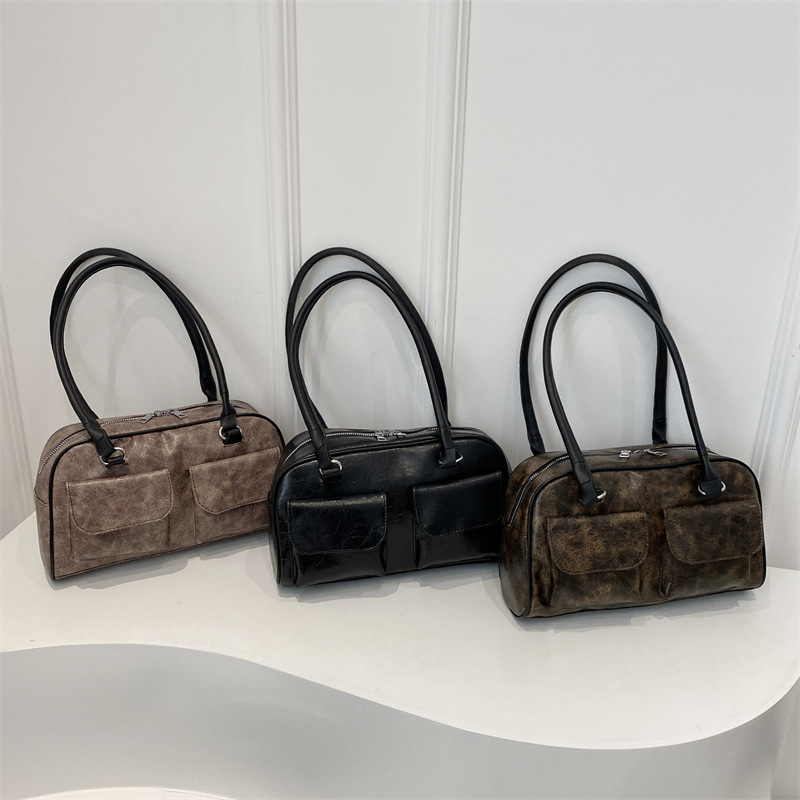 Bolso de brazo retro para mujeres 2024 nuevo invierno de moda simple bolso de hombro de mano bolso de viaje de gran capacidad