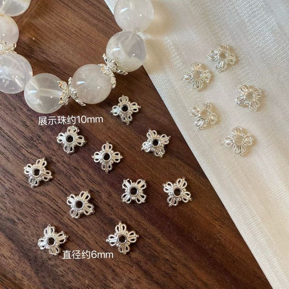 14K Gold-Plated Color-Preserving Flower Caps DIY Crystal Bracelet Accessories Beaded Flower Caps Spacer Beads Handmade Materials
