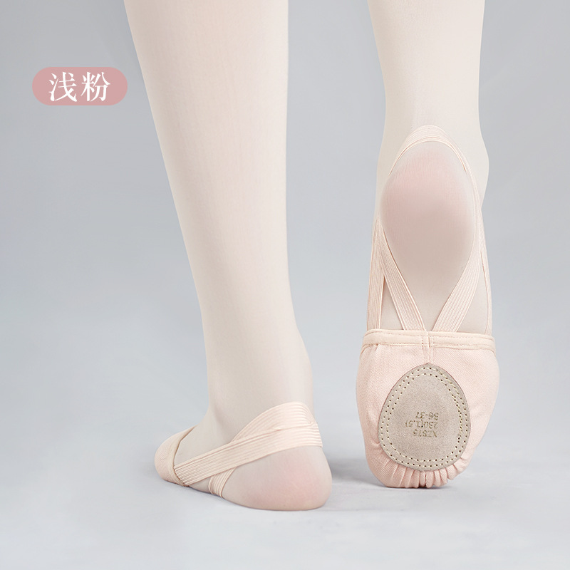 Zapatos de baile de tela elástica para niños Ballet de Mujer Zapatos de medio pie giratorios zapatos de ejercicio de fondo suave zapatos de cuerpo de examen de arte para adultos