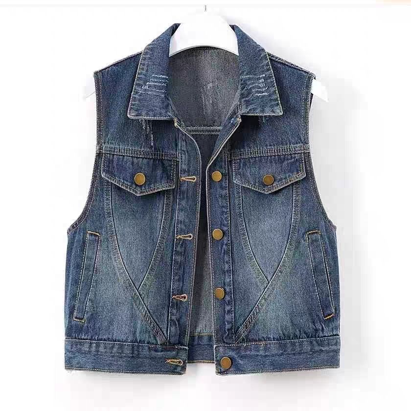 Casual Vest for Women 2025 Spring and Summer New Style Lapel Single-Breasted Sleeveless Washed Retro Denim Vest Jacket Vest