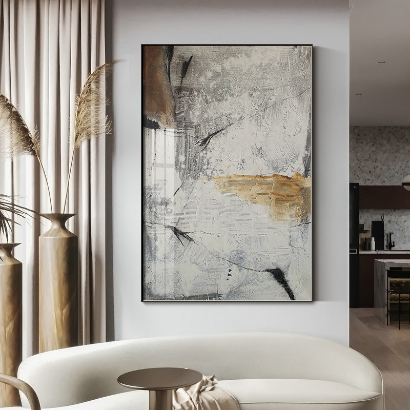 手绘油画北欧竖版抽象挂画玄关装饰画现代简约客厅沙发背景墙画
