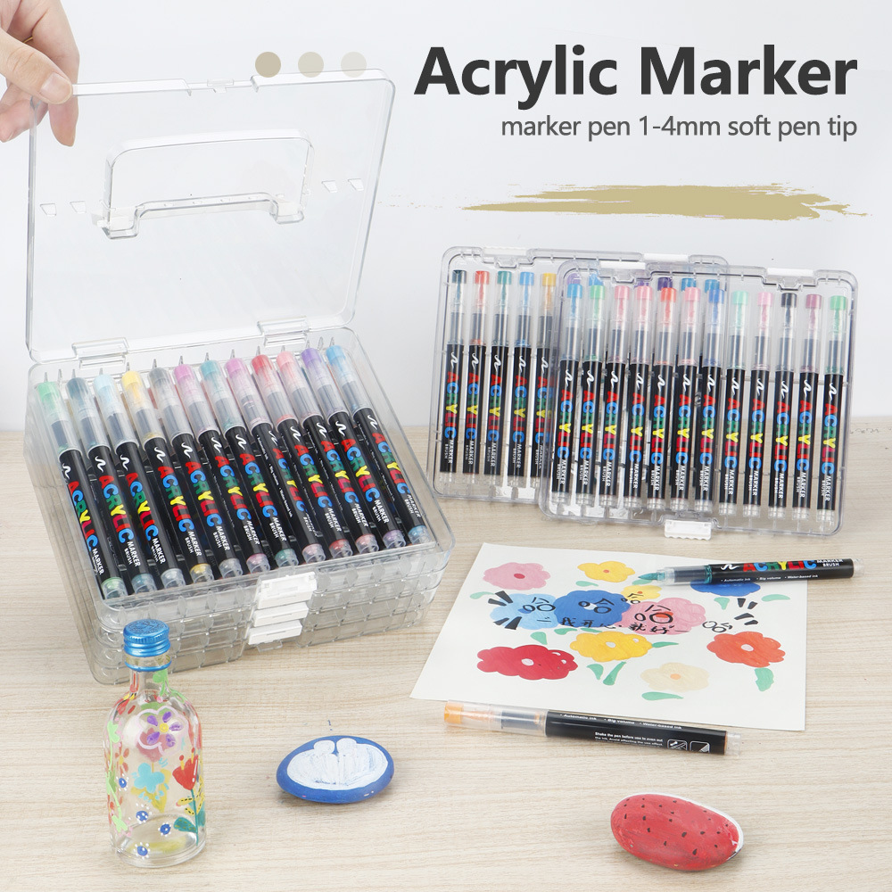 Bolígrafo acrílico de líquido directo, caja de almacenamiento transparente, caja de compartimento, caja de exhibición de rotuladores, lugar