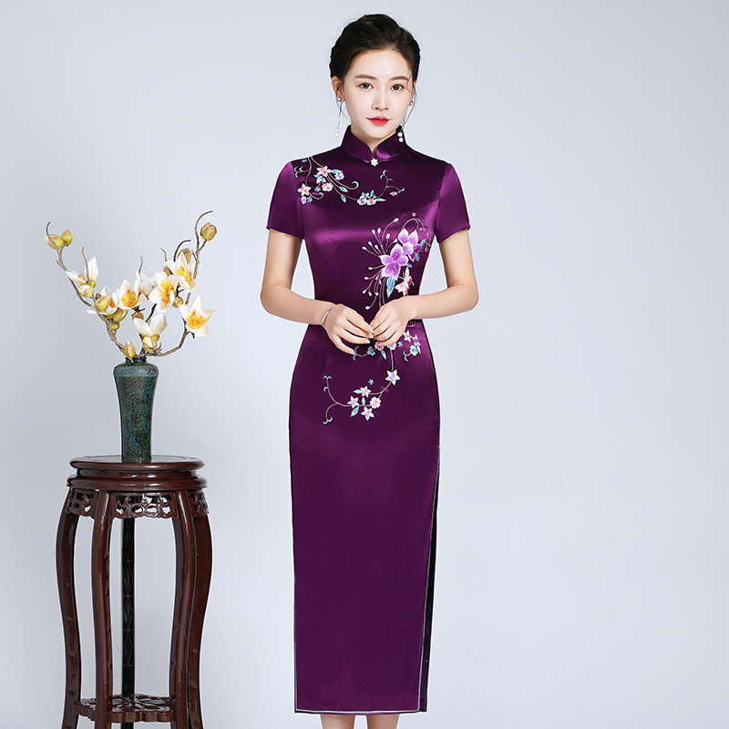 New Hi Mother-in-law Wedding Dress Toasting Dress Cheongsam High-end Embroidery Wedding Daughter Wedding Mother Wedding Dress Long New Hi Mother-in-law Wedding Dress Toasting Dress Cheongsam High-end Embroidery Wedding Daughter Wedding Mother Wedding Dress Long