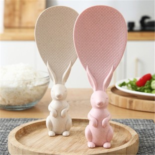 Standing free shovel rice spoon household plastic rice spoon kitchen wheat straw non-stick rice cartoon spoon manufacturers wholesale