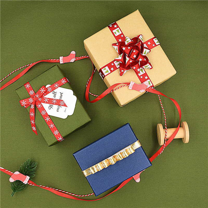 6 venta transfronteriza impresión de cinta de Navidad set caja de regalo festivales decoración caja de regalo embalaje cinta en stock 5m