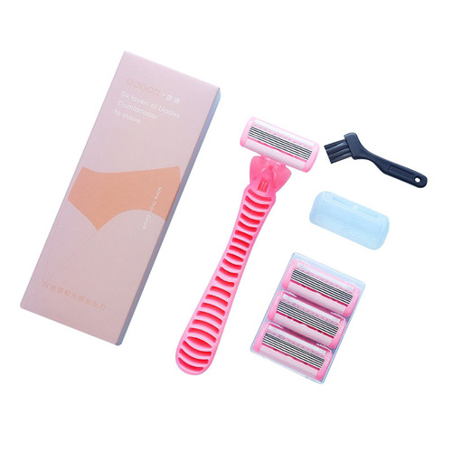 Goody six-blade girl's razor pink long handle shaving legs and armpits private parts shaving razor