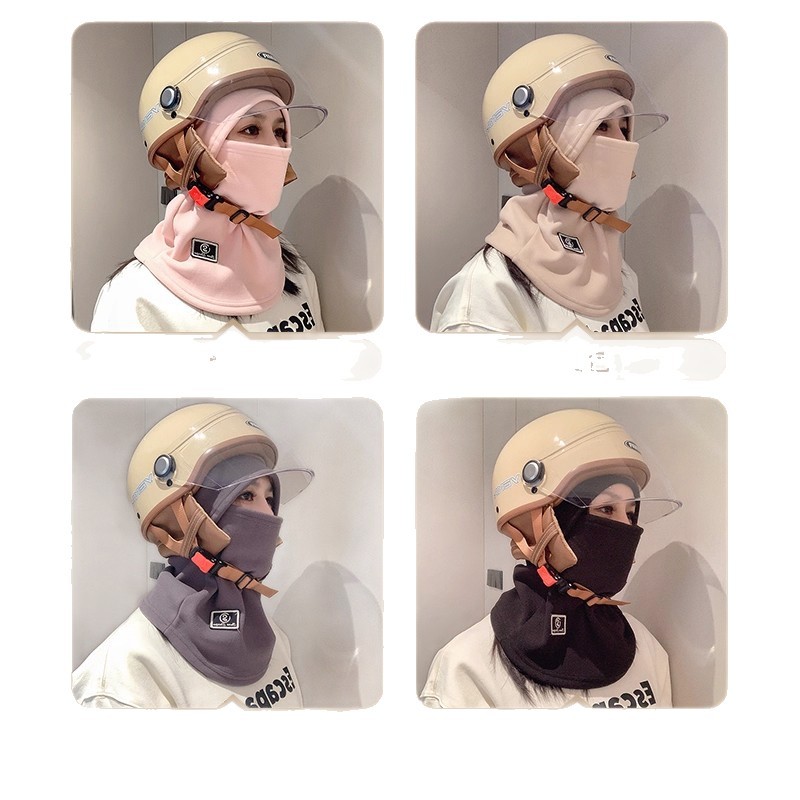 Casco caliente para hombres y mujeres para bicicletas eléctricas a prueba de viento y frío en invierno máscara de ciclismo casco de cuello sombrero