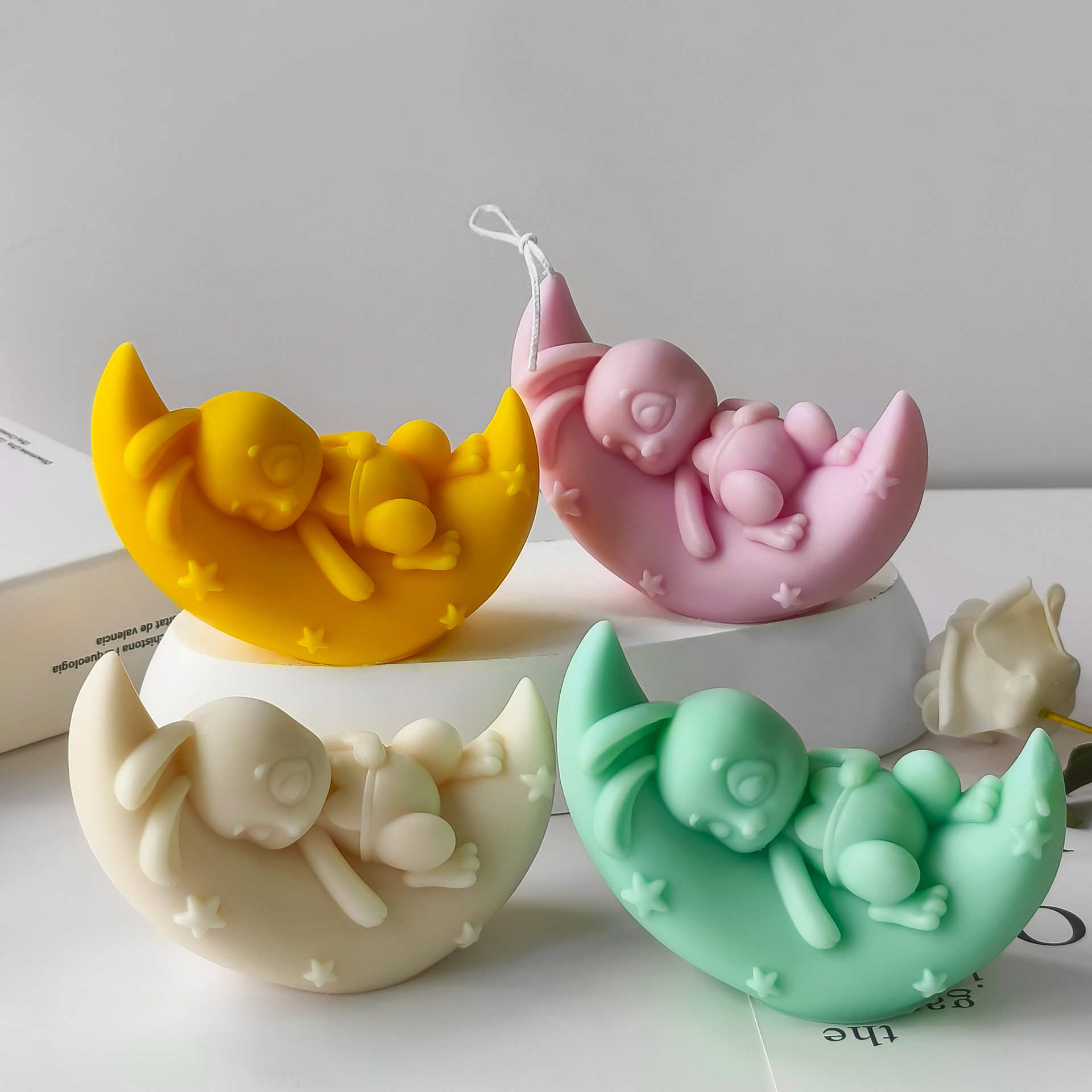 Jiahui Mei luna conejo molde de jabón de banana diy estereoscópico luna hecha a mano barra de jabón molde de adornos transfronterizos