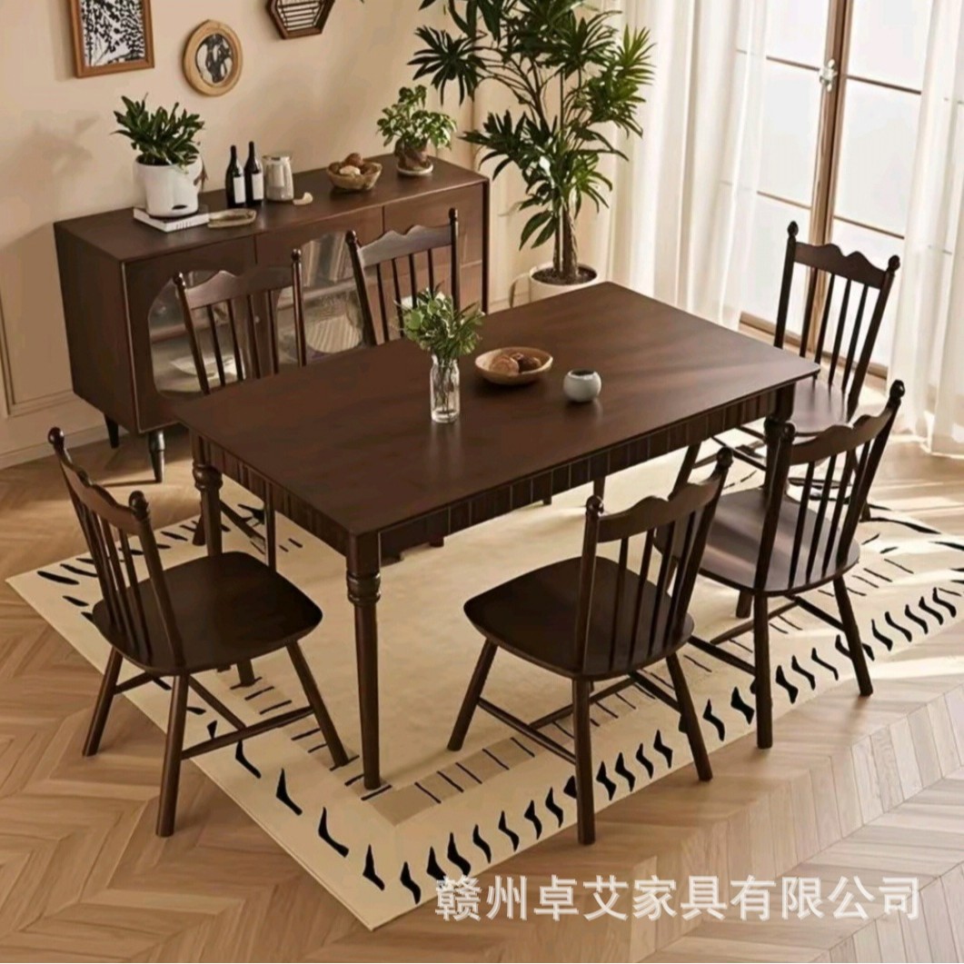 美式西餐厅餐饮奶茶甜品店实木餐椅商用复古咖啡店靠背椅家用民宿