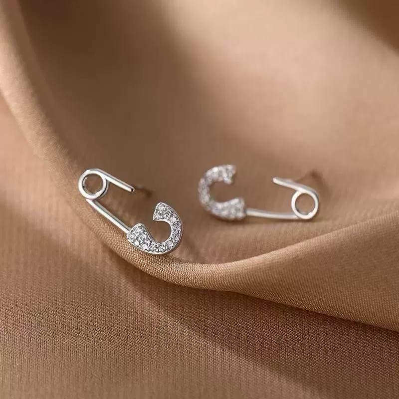 Pin, small design earrings, silver 925 sample, high-end