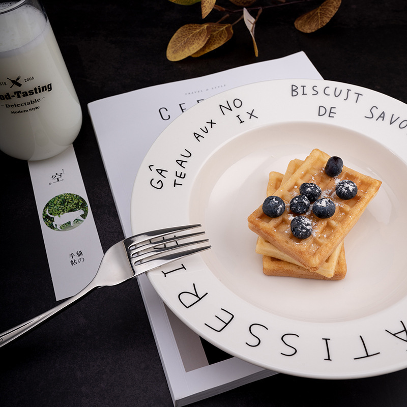 Sheng West Ins Nordic Style Creative Western Food Plate English Alphabet Plate Deep Plate Ceramic Plate Pagatti Straw Hat Plate