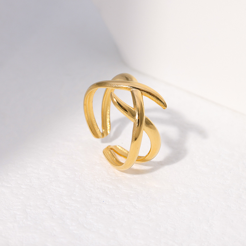 Fashion Geometric Stainless Steel Criss Cross Open Ring