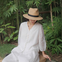 20025春季新品苎麻加捻宽皱刺绣休闲清凉开衫上衣