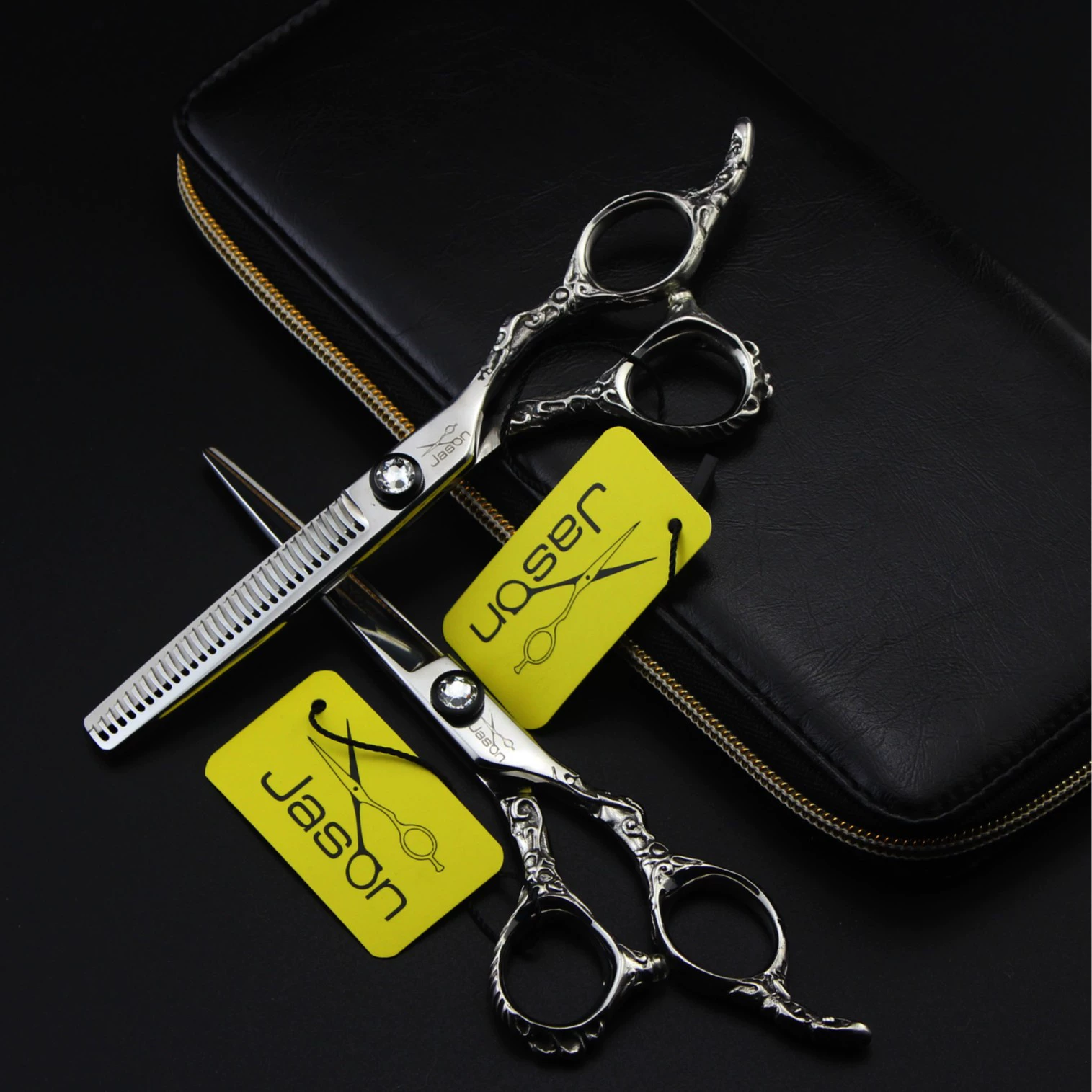 Ножницы для стрижки hair scissors с узором JASON/Jason HE-02, плоские зажимы для волос, зажимы для челки, тонкие зажимы, зубчики зажимов