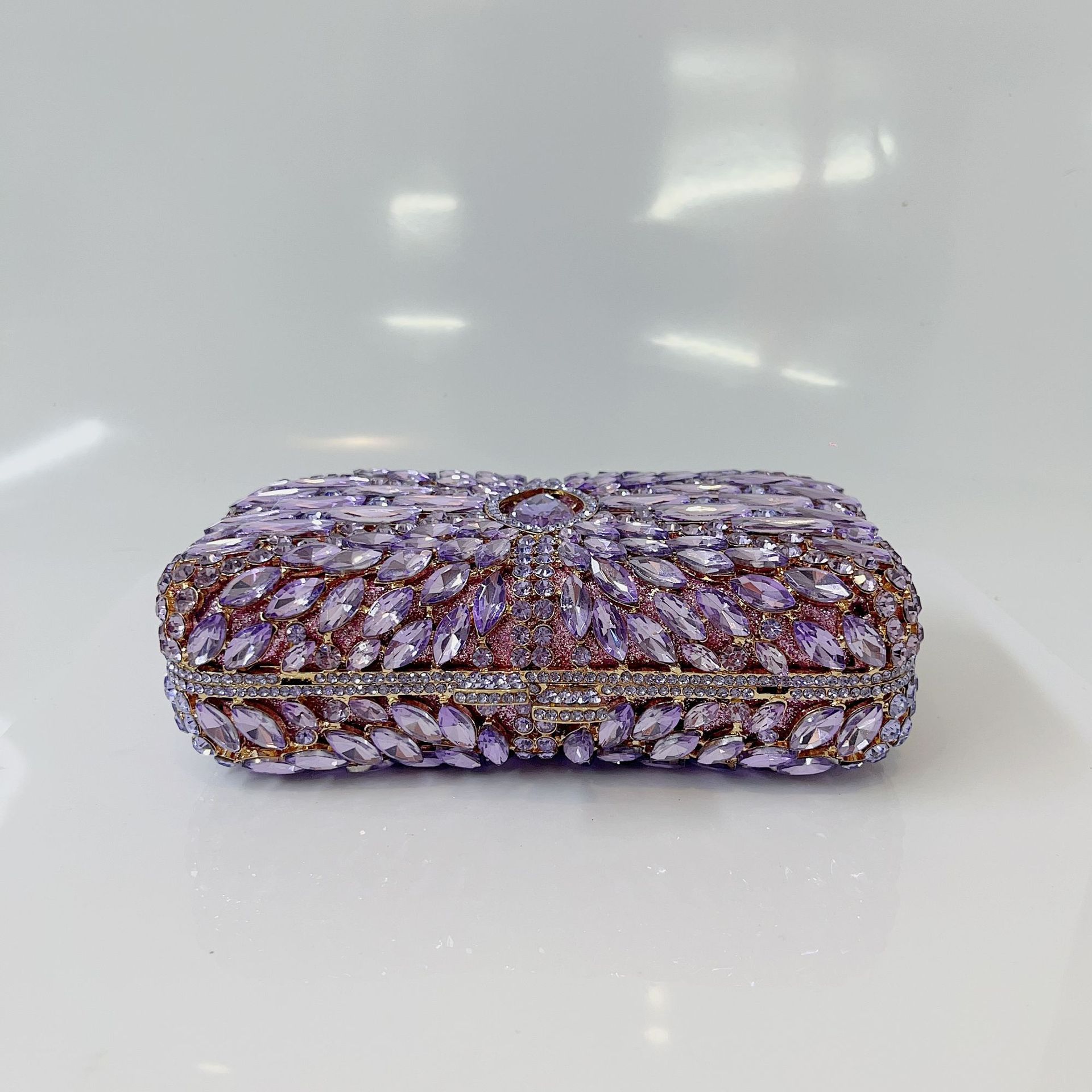 Nuevo bolso de cena de diamantes, caja metálica vacía, bolso de diamantes de mano de mujer, bolso de piedra de Rin