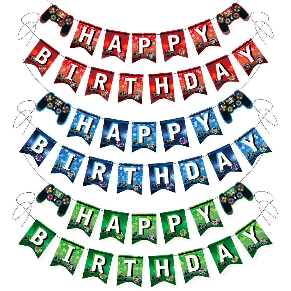 Game Theme Party Supplies Birthday Banner Game Controller Letter Fish Tail Birthday Banner Birthday Party