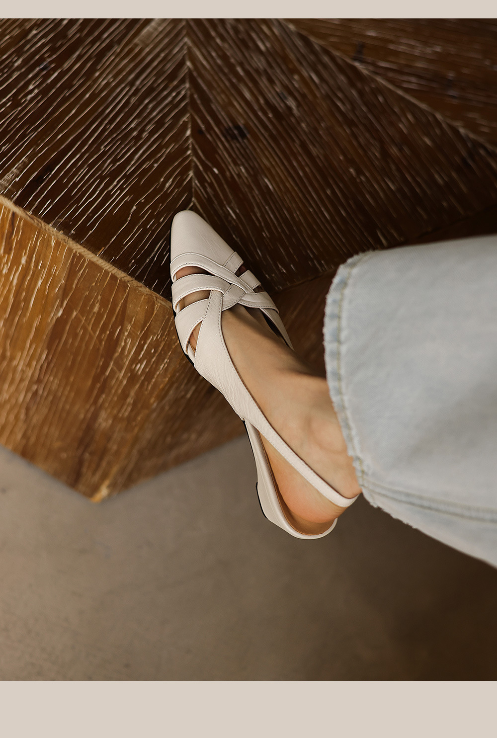 Sandal nữ da cừu gót dày 3 cm phong cách vintage dệt chéo hở mũi — đen chi tiết 10
