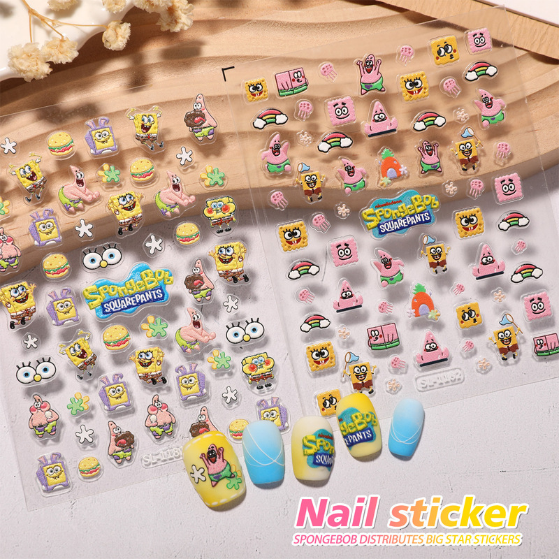 Super Cute and Popular Ins High-Looking Nail Art Stickers Spongebob Pie Star Handbook Nail Stickers Sl Style