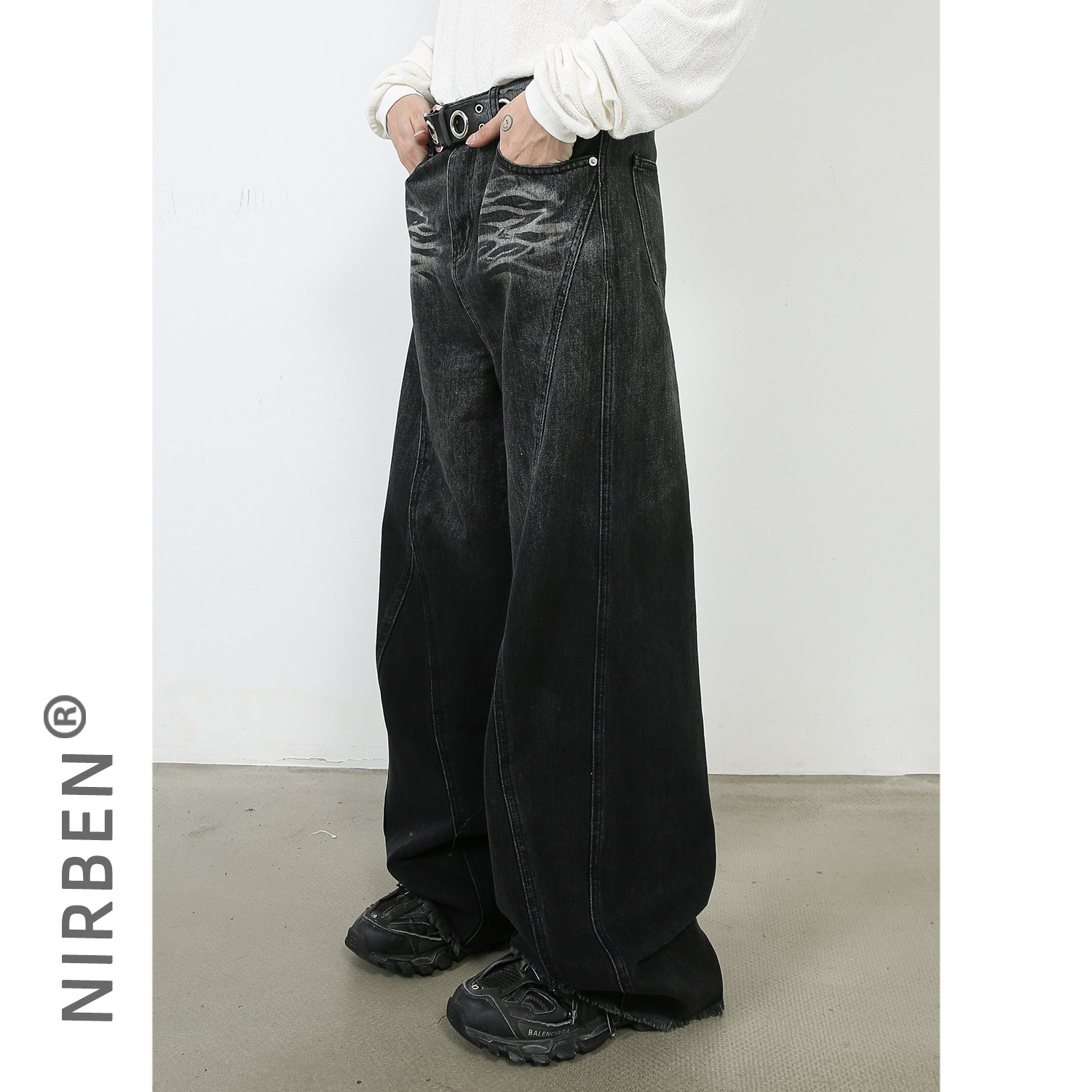 Nirben Denim | Nuevos pantalones vaqueros sueltos rectos retro sentido del diseño de los hombres American High sense pantalones Casuales