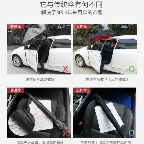Reverse umbrella long handle straight pole can stand C-type reverse umbrella large double car sun umbrella gift advertising umbrella