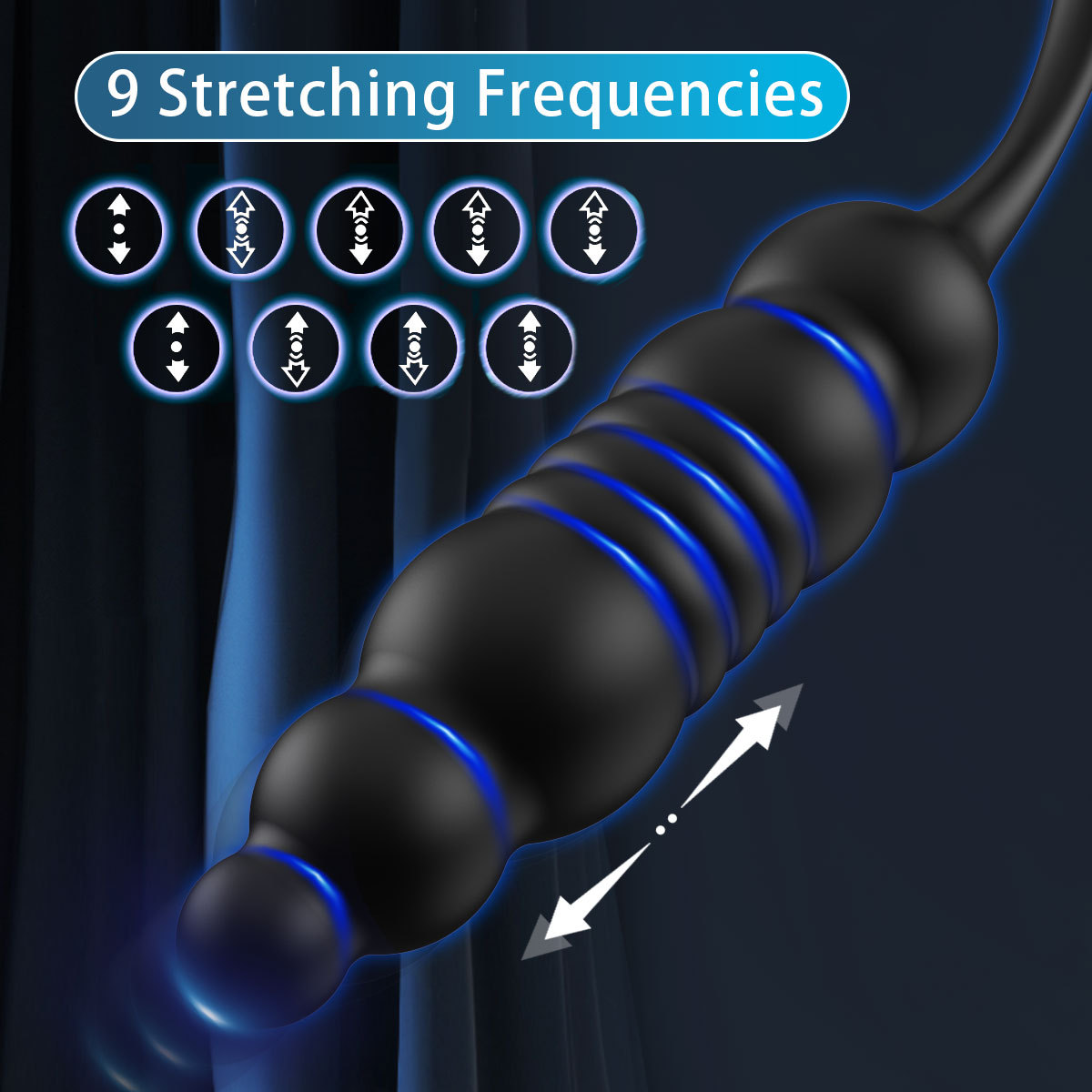 App-Controlled Telescopic Prostate Massager with Vibrating Rear Plug, Silicone — detail image 8