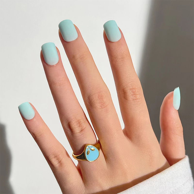 Nail Patch Wholesale Nail Patch Macaron Color Mint Blue Frosted Cross-border Nail Patch Nail Patch Wholesale
