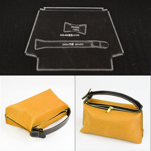 Handmade Leather Tools Bag Version Hand Bag Handbag Clutch Bag Women's Bag Cosmetic Bag Cut-Free Blueprint Sample