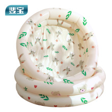 厂家批发ins充气儿童水池 复古条纹小兔小熊圆形游泳池海洋球池