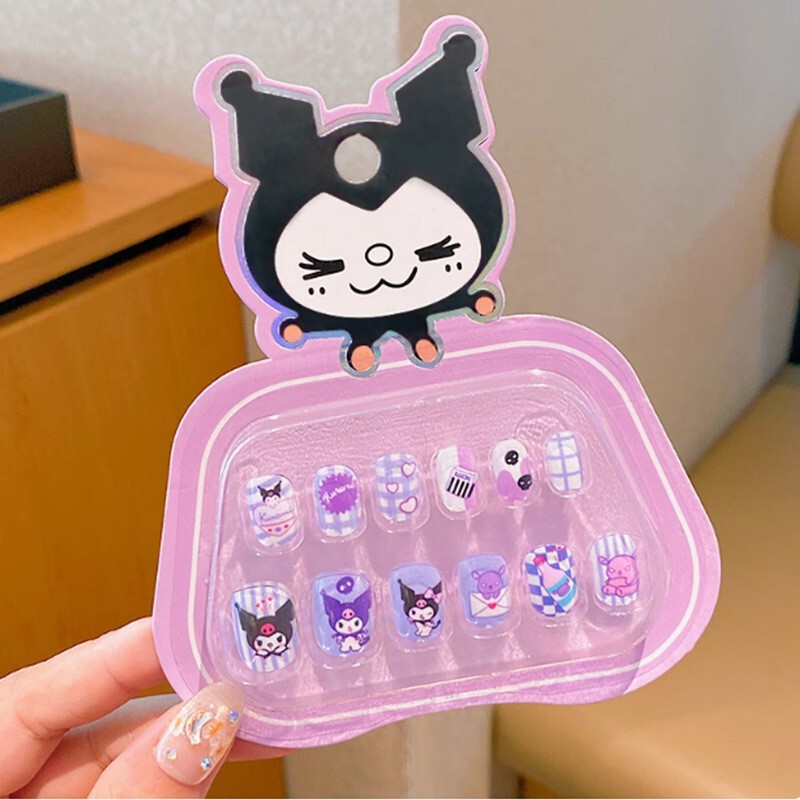 New Children's Cartoon Wearable Nail Stickers Kuromi Melody Sanrio Girls Cute Nail Stickers Self-Adhesive Nail Stickers