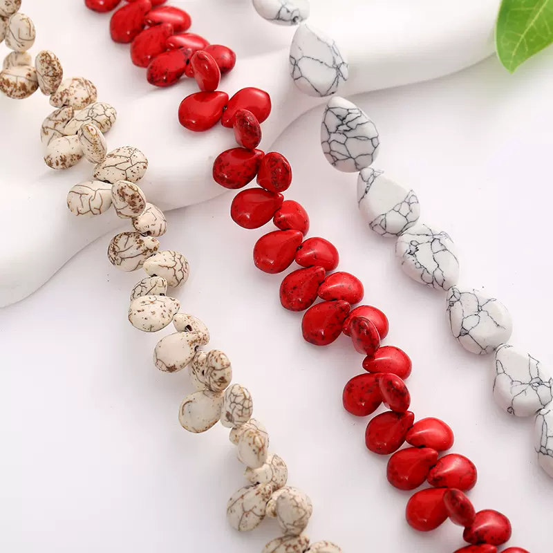 横孔水滴吊坠合成松石串珠配饰散珠DIY手工配件半成品串珠项链