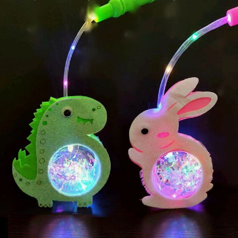 2024 portable Luminous lantern square park stall night market hot sale flash cartoon rabbit lantern toy wholesale