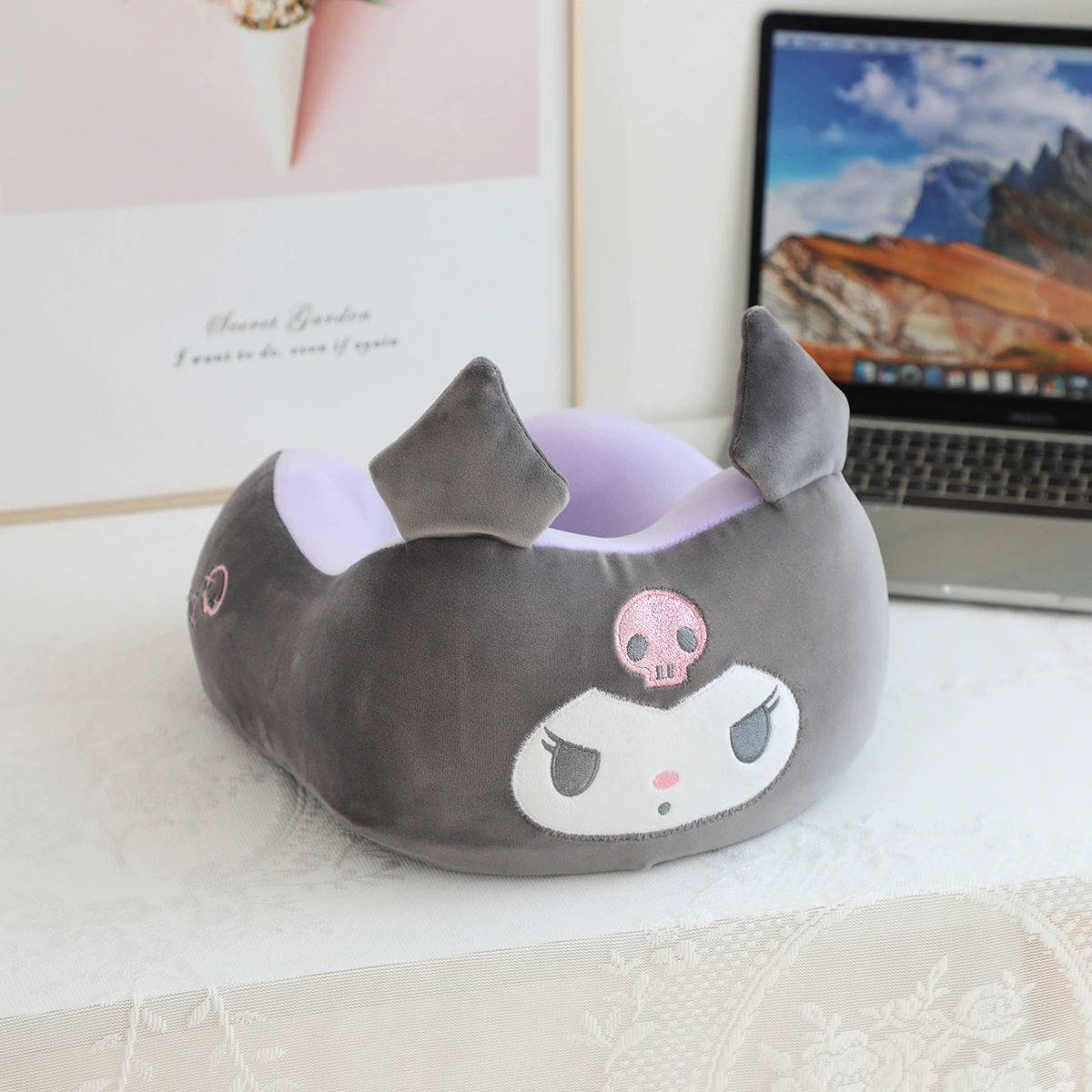 Подушка для шеи с рисунком из мультфильма для сна, путешествий и автомобиля, с защитой шеи