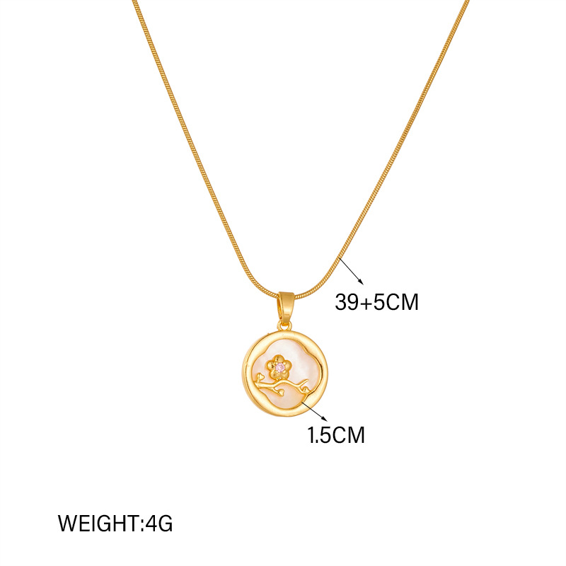 Elegant Flower Mother Pearl Shellfish Titanium Steel Wholesale Pendant Necklace display picture 6