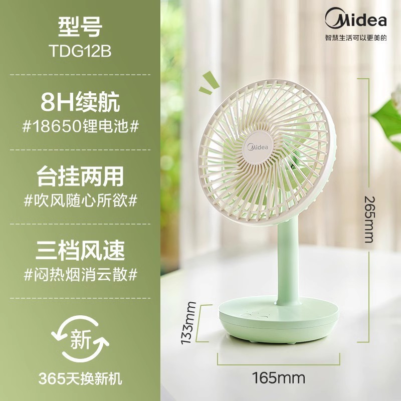 美の扇風機TDG12Bベッドの上のデスクトップの扇風機の軽い音の寮の寝室の扇風機の小型のデスクトップの扇風機|undefined