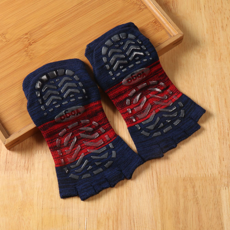 Calcetines de cinco dedos calcetines de yoga para hombres calcetines de algodón antideslizantes calcetines deportivos cortos con punta Baja y rayas de color de cinco dedos